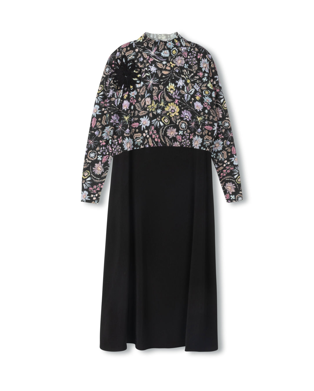 MINIMAL BLACK FLOWER PRINT SLIP DRESS