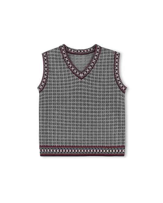 VIBE GREY CHECKED DESIGN KNIT VEST