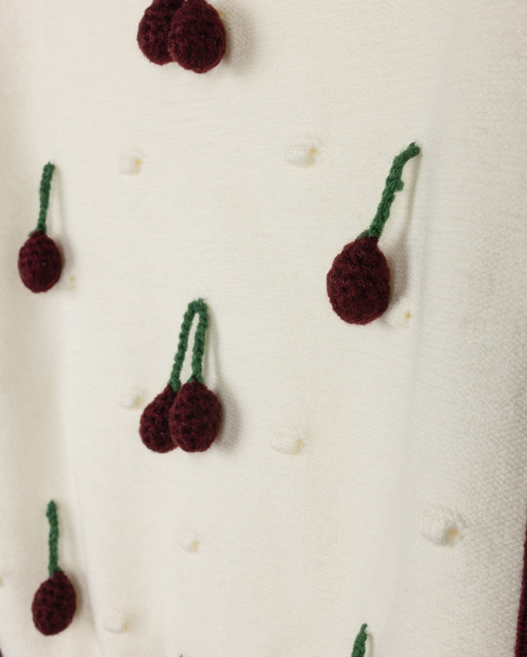 PAPILLON IVORY CHERRY KNIT SWEATER
