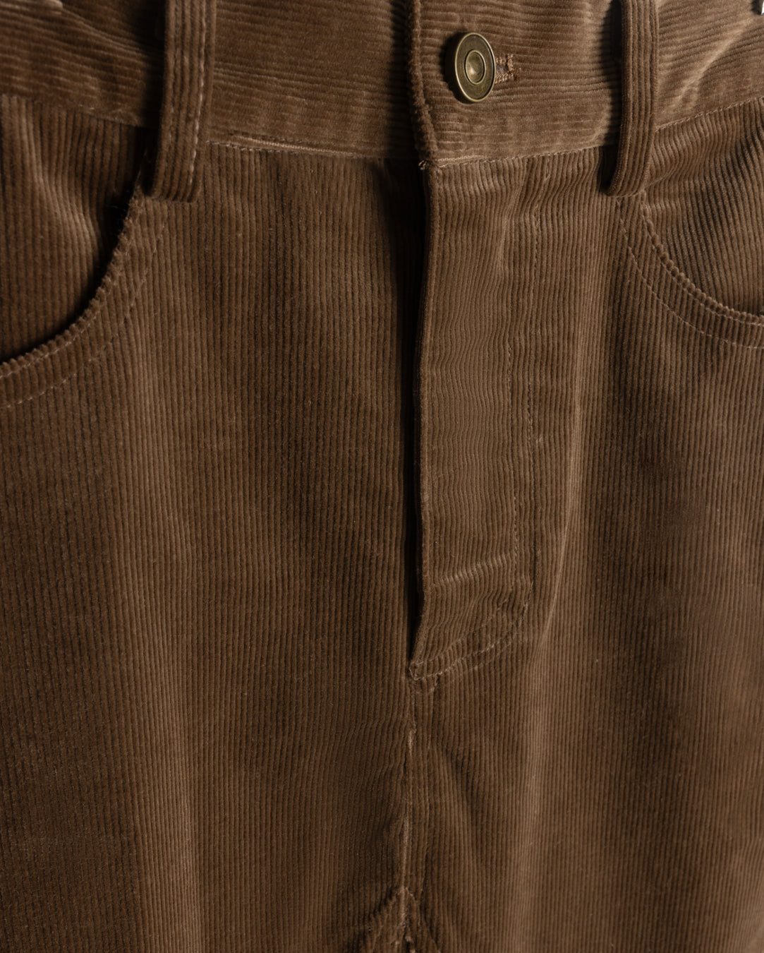 VIBE CAMEL CORDUROY FRINGE HEM SKIRT