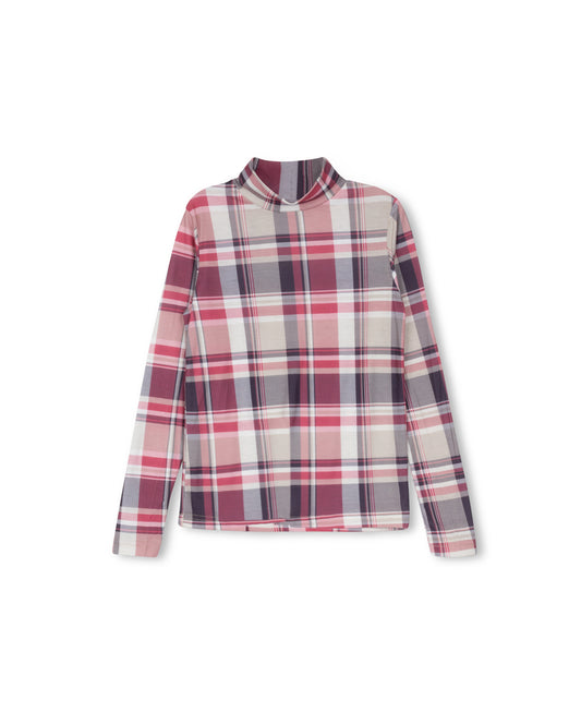 HELLO YELLOW PINK PLAID PRINT TURTLENECK