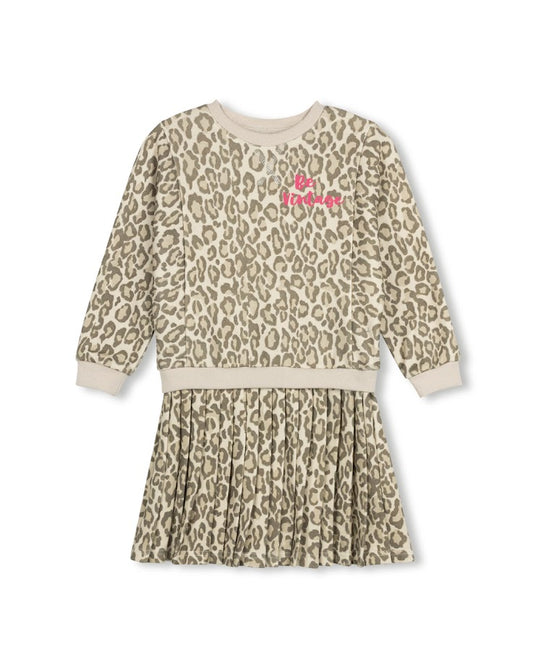 PHIL AND PHOEBE BROWN LEOPARD PRINT SWEATSHIRT DRESS