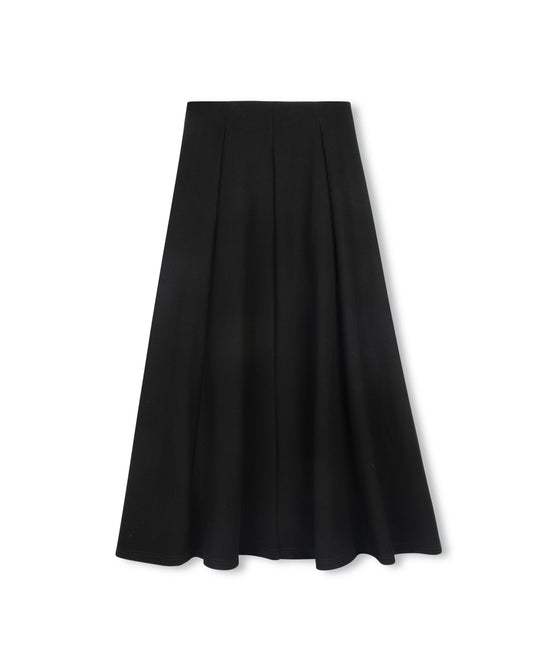 VIBE BLACK PONTI PANELED MIDI SKIRT