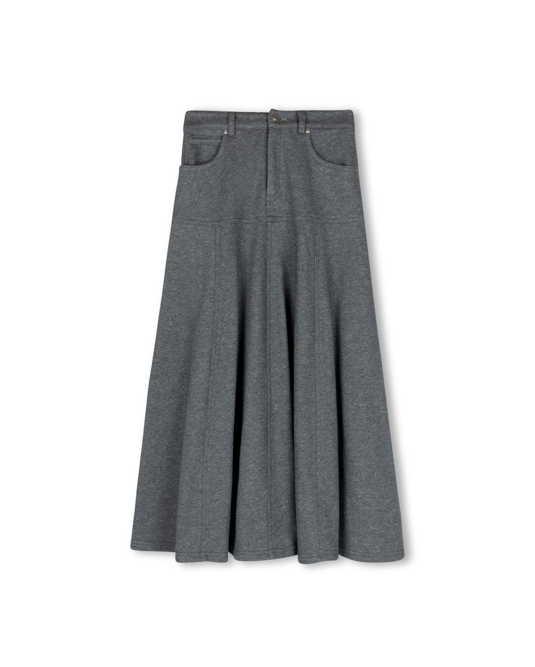 VIBE CHARCOAL SWEATSHIRT FLYFRONT MIDI SKIRT