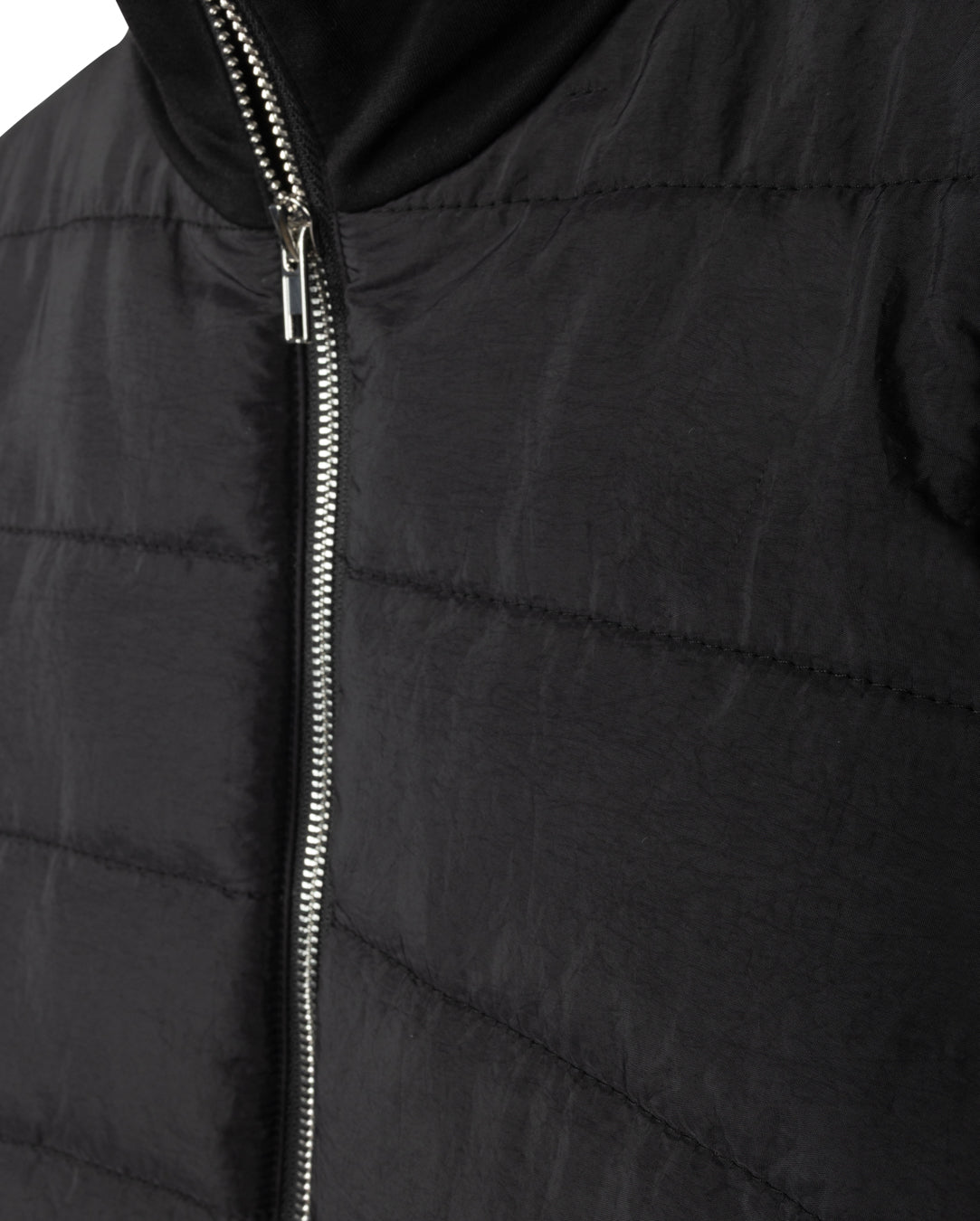HELLO YELLOW BLACK PUFFER KNIT SLEEVE JACKET