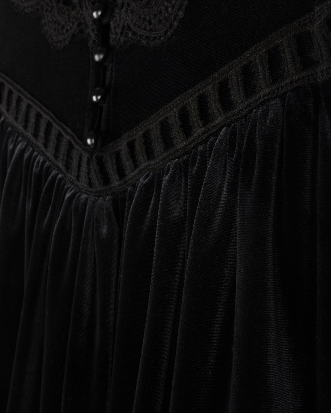 LILOU BLACK VELOUR LACE COLLAR DRESS