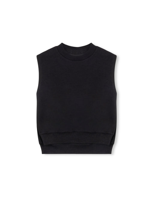 VIBE BLACK SWEATSHIRT SLIT VEST