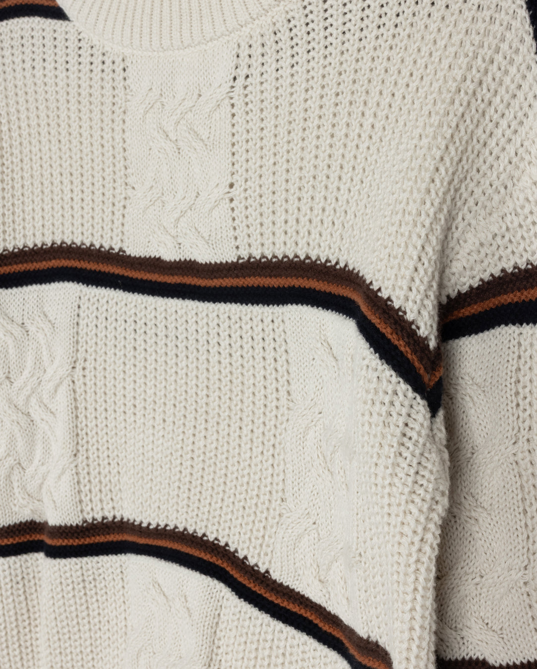 HARPER JAMES OATMEAL SQUARE CABLE KNIT SWEATER