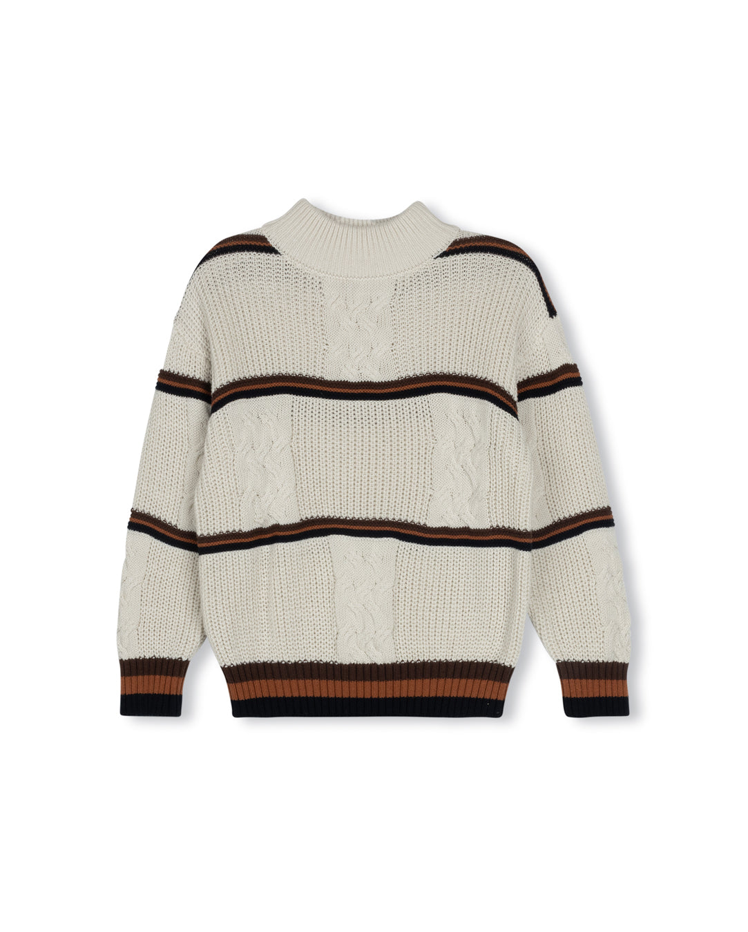 HARPER JAMES OATMEAL SQUARE CABLE KNIT SWEATER