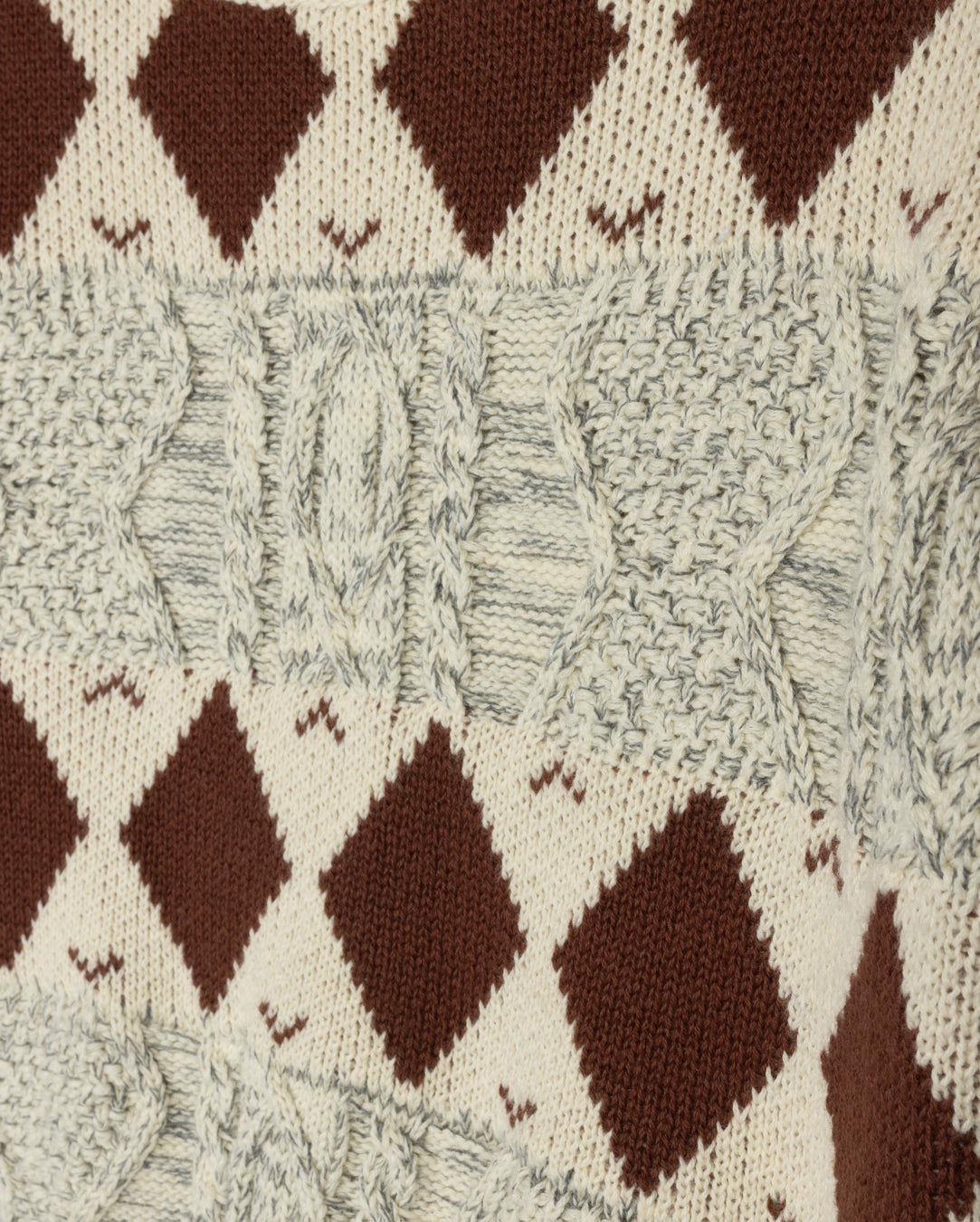 HARPER JAMES GREY DIAMOND DESIGN CABLE KNIT SWEATER