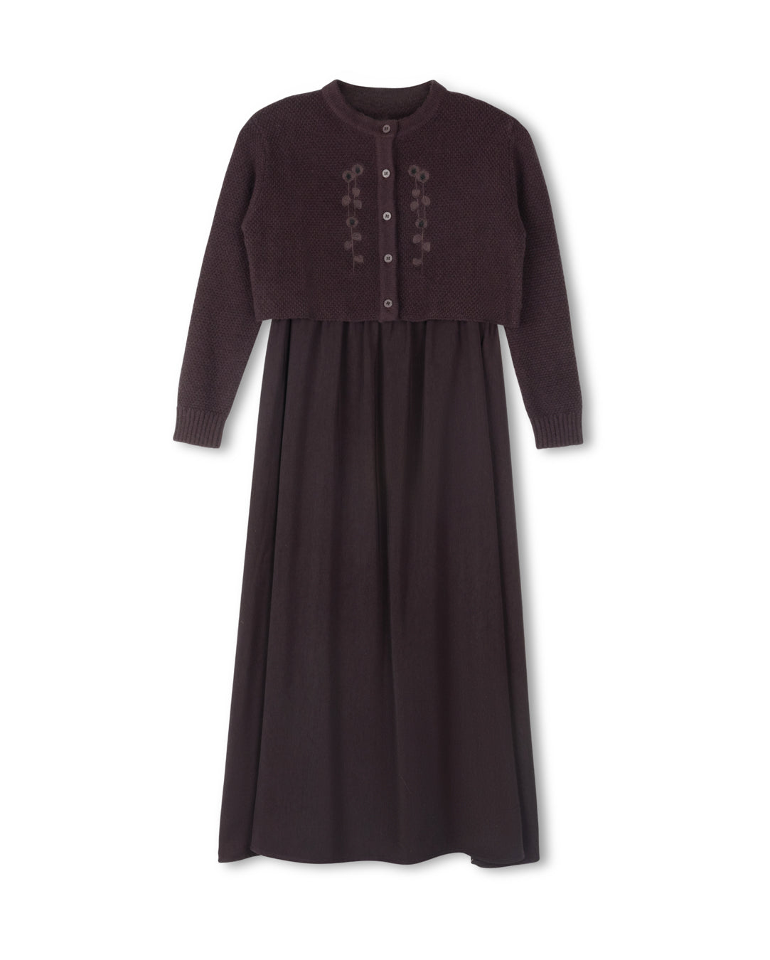LILOU PLUM EMBROIDERED CARDIGAN MAXI DRESS SET
