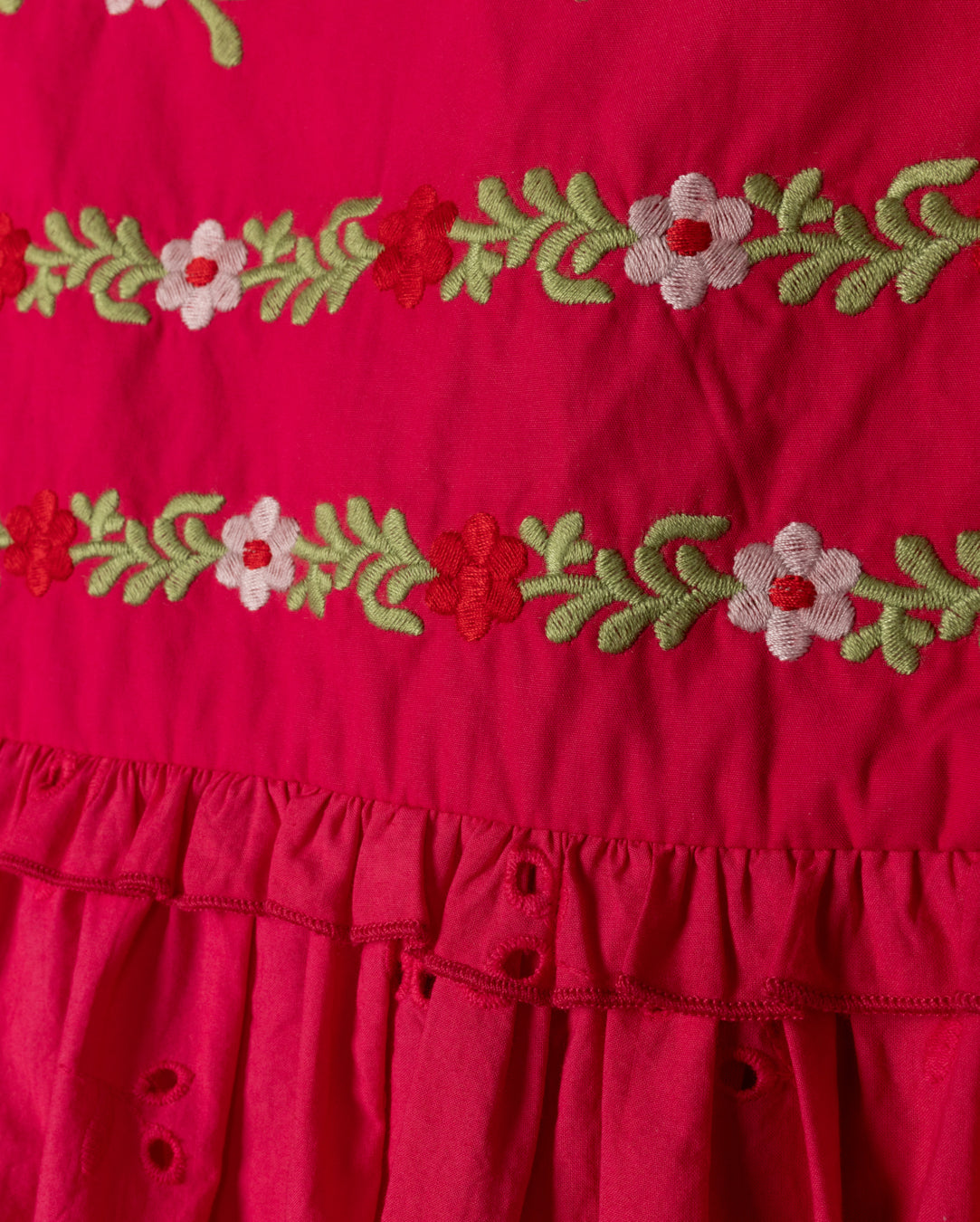PAPILLON FUCHSIA EYELET EMBROIDERED DRESS