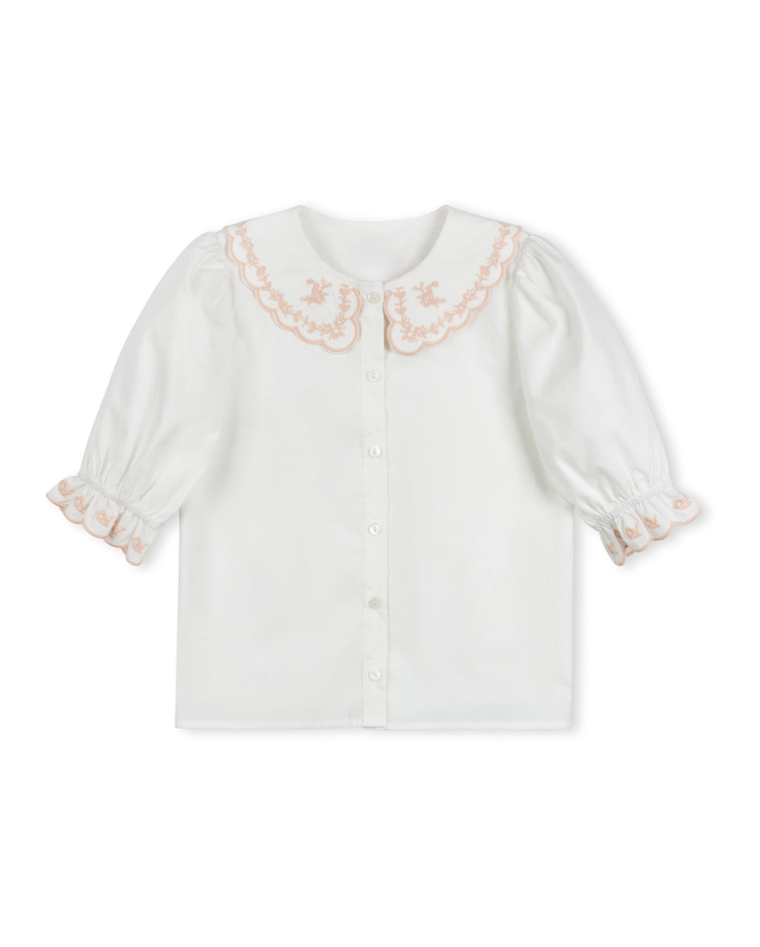 PAPILLON WHITE EMBROIDERED COLLARED BLOUSE [FINAL SALE] – Luibelle