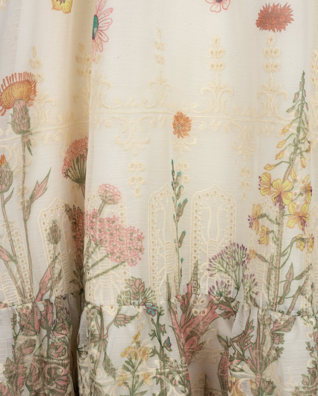 LILOU IVORY FLORAL EMBROIDERED DRESS