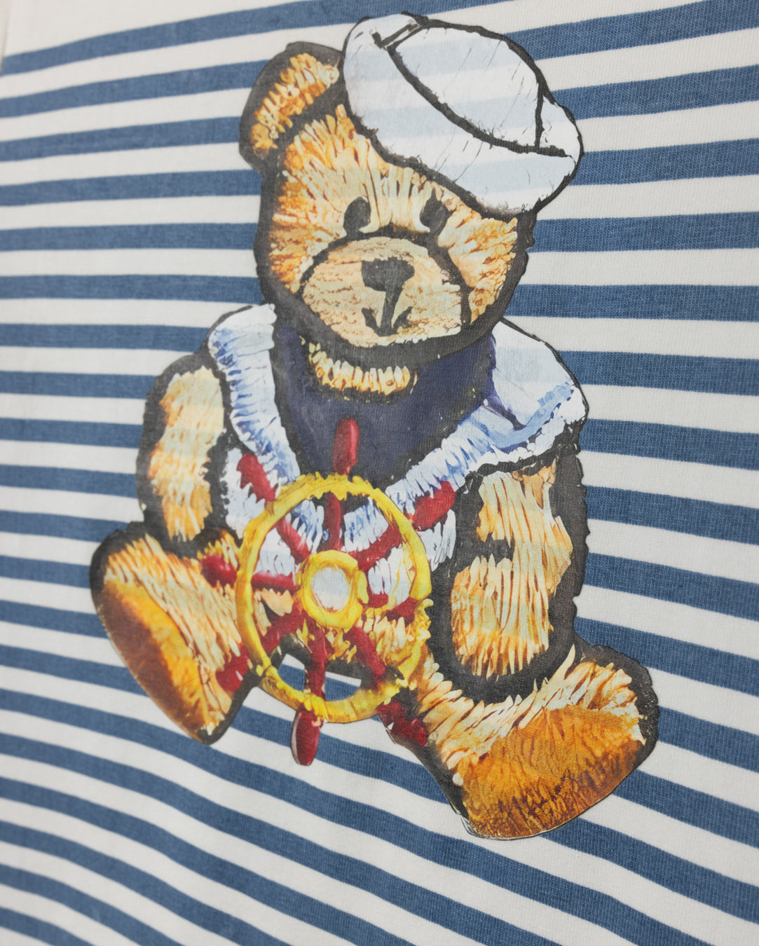 PHIL AND PHOEBE BLUE TEDDY BEAR HALF STRIPE T-SHIRT