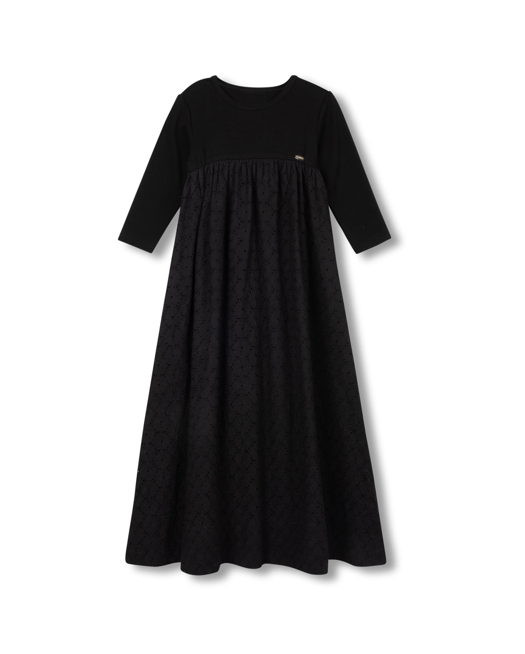 black eyelet maxi dress Papillon Black T-shirt And Eyelet Maxi Robe 12 / Black