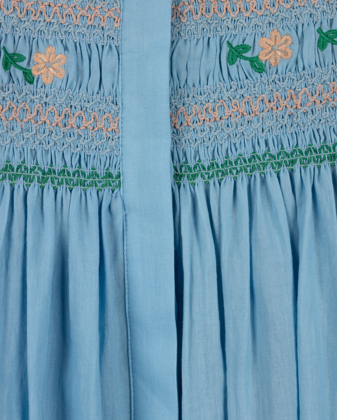 PAPILLON BLUE EMBROIDERED SMOCK DRESS