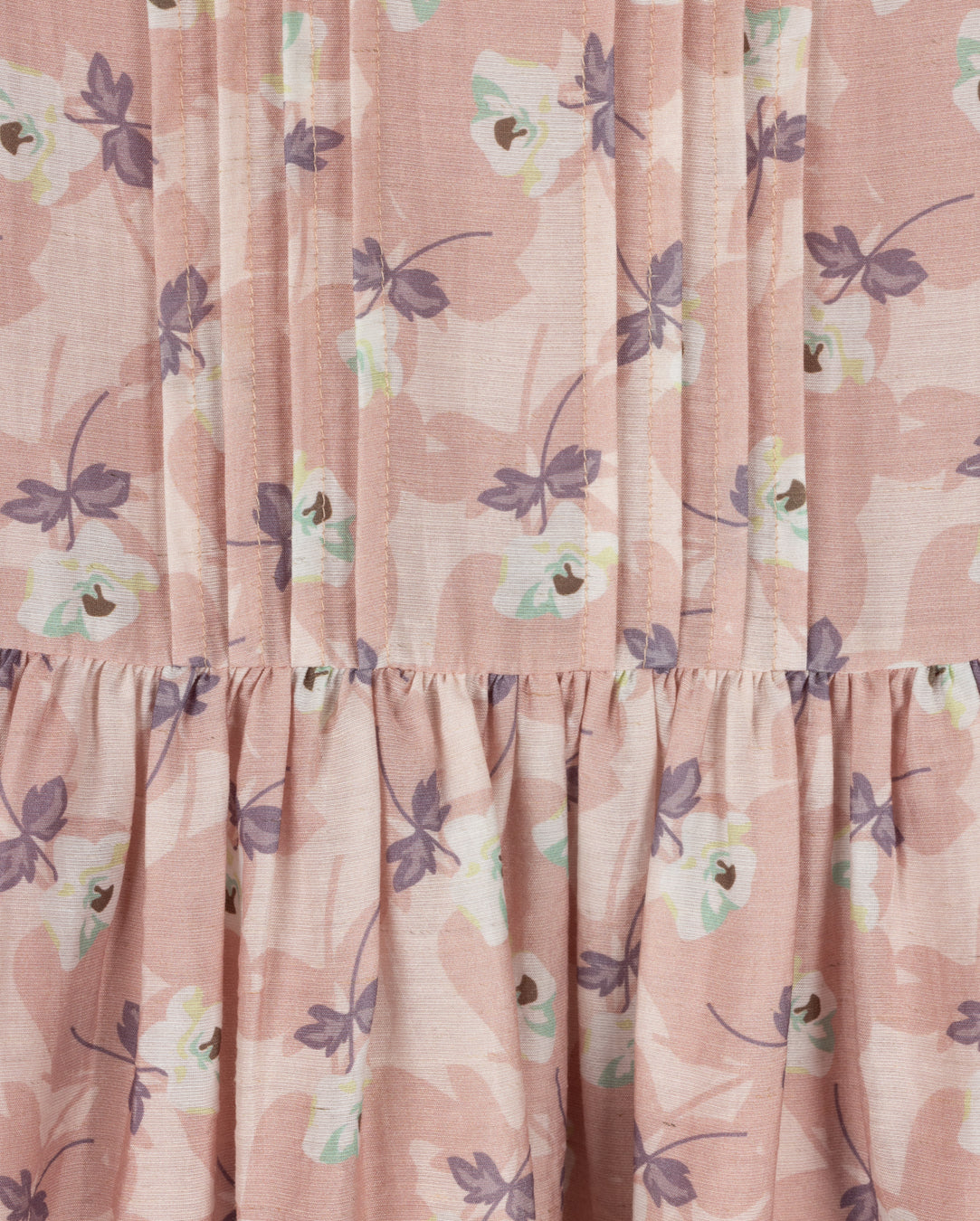 LILOU PINK FLORAL PLEAT COLLAR DRESS