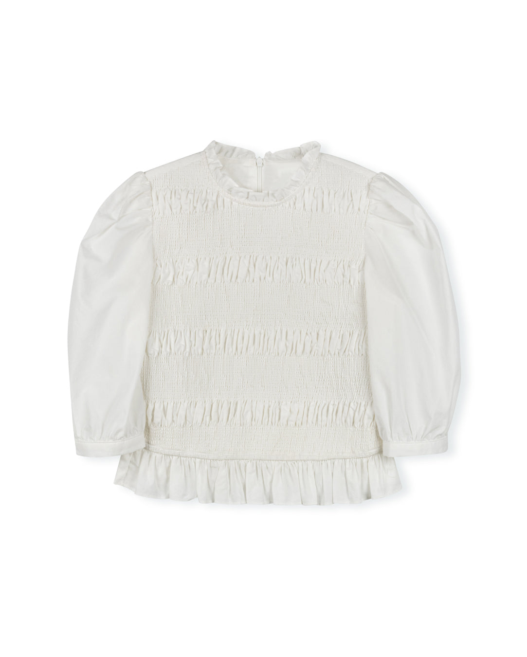 TUSTELLO WHITE SMOCKED PEPLUM BLOUSE [FINAL SALE] – Luibelle
