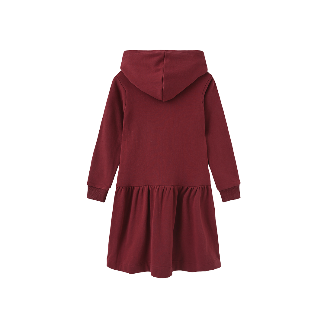 PHIL AND PHOEBE BURGUNDY SWEATSHIRT HOODED DRESS