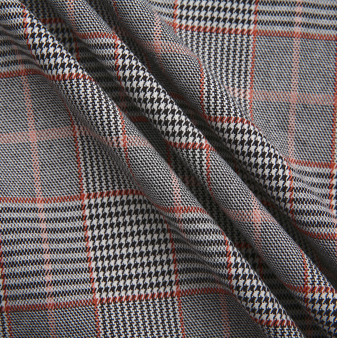 MINIMAL GREY HOUNDSTOOTH PLAID MIDI COLLAR JUMPER