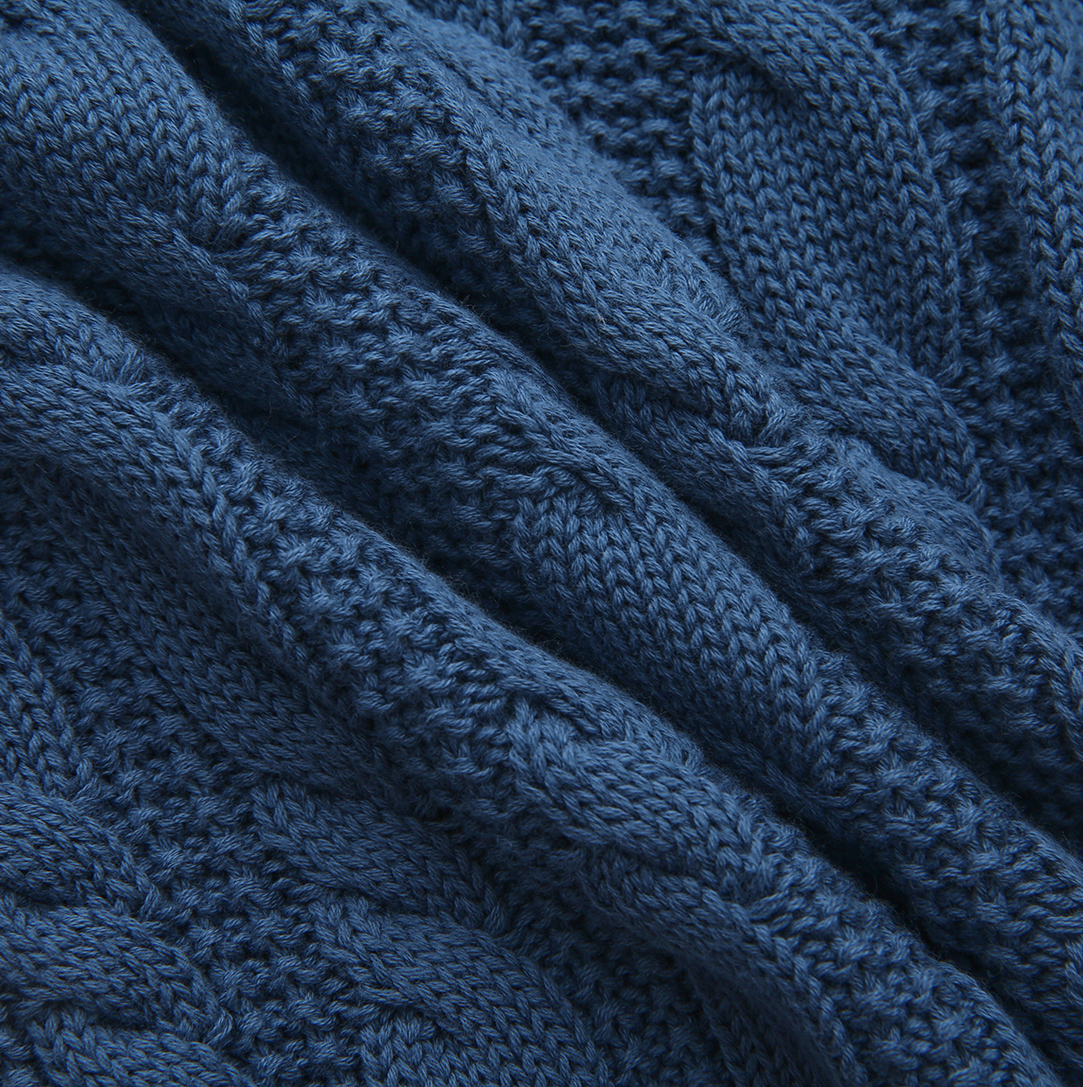 FRENCH HERITAGE TEAL CABLE KNIT SWEATER
