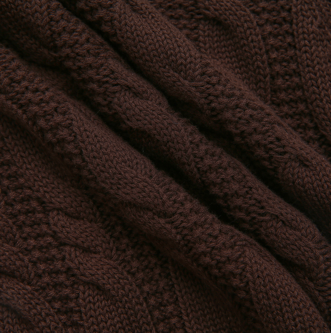 FRENCH HERITAGE BROWN CABLE KNIT SWEATER
