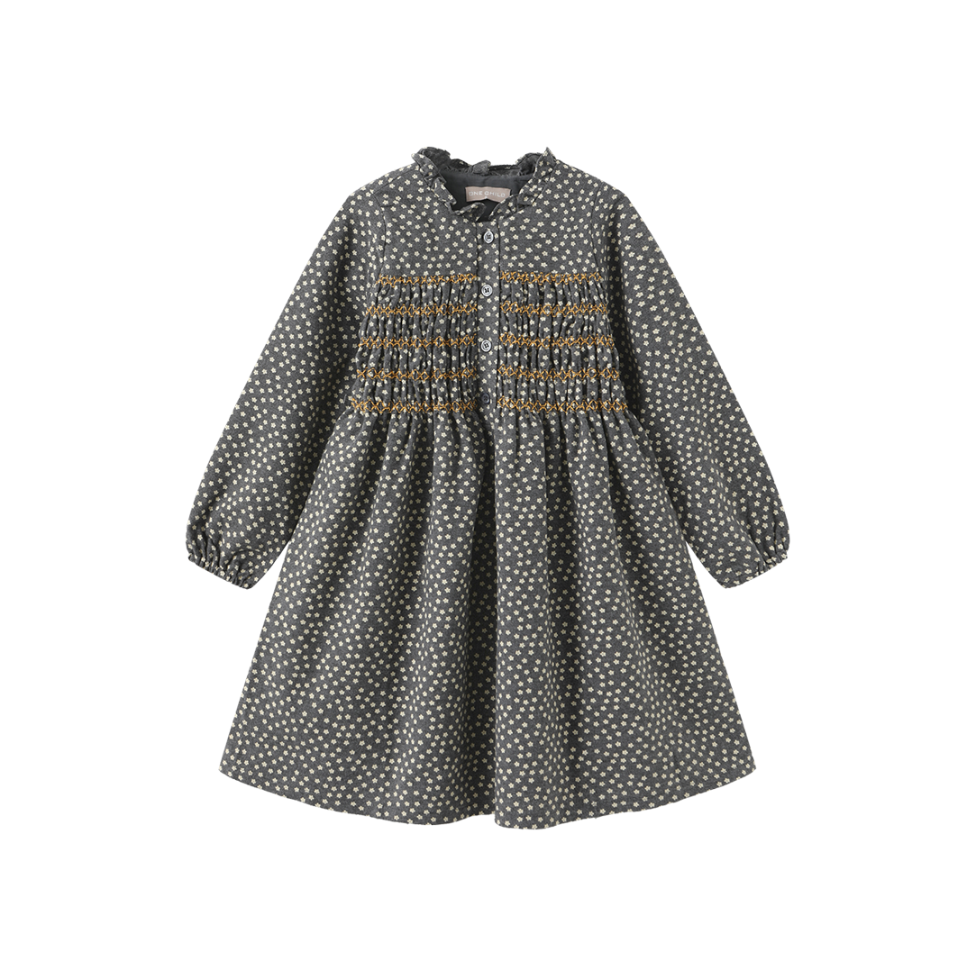 ONE CHILD GREY/YELLOW FLOWER PRINT SMOCK DRESS – Luibelle