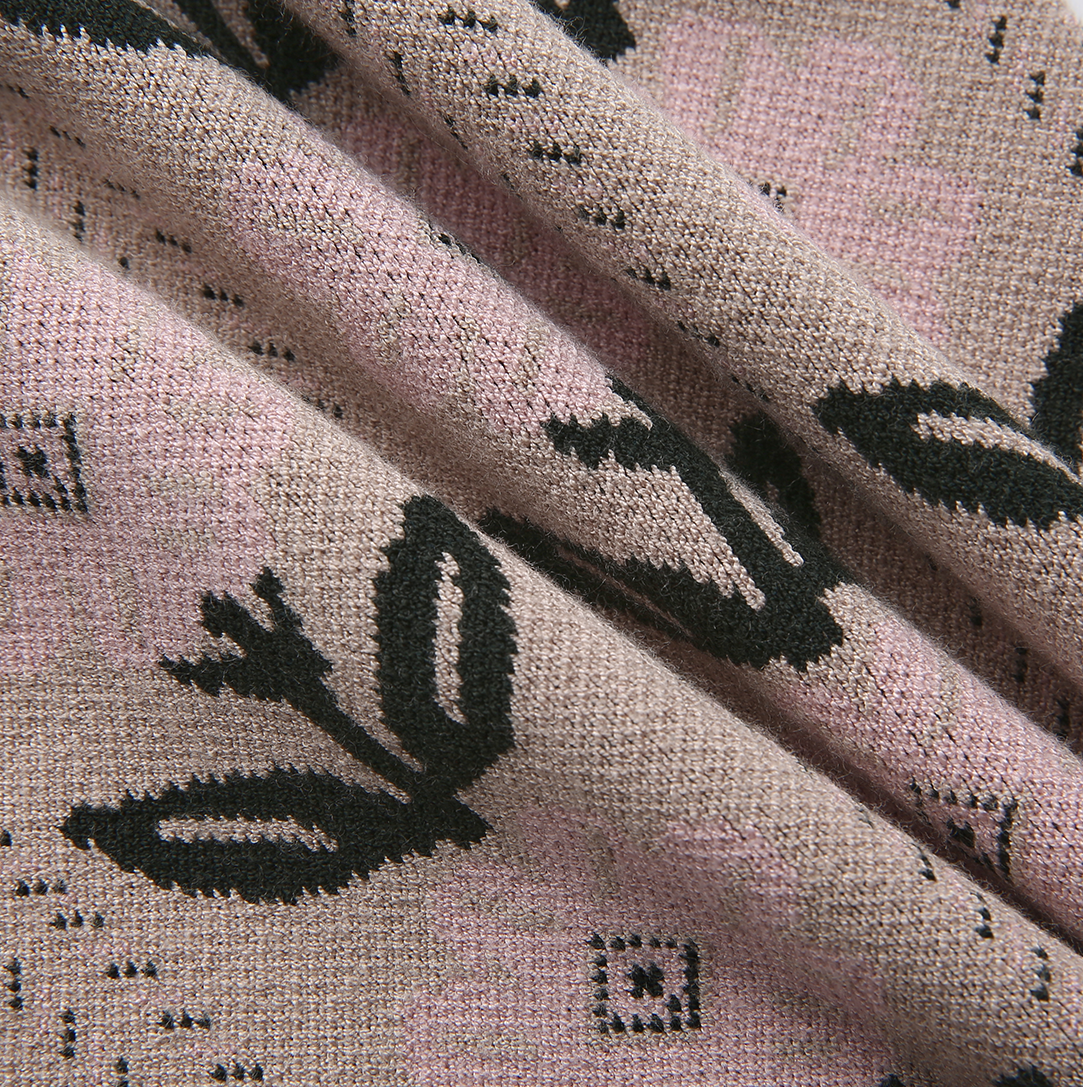 TUSTELLO DUSTY PINK KNIT LINEAR FLORAL CARDIGAN