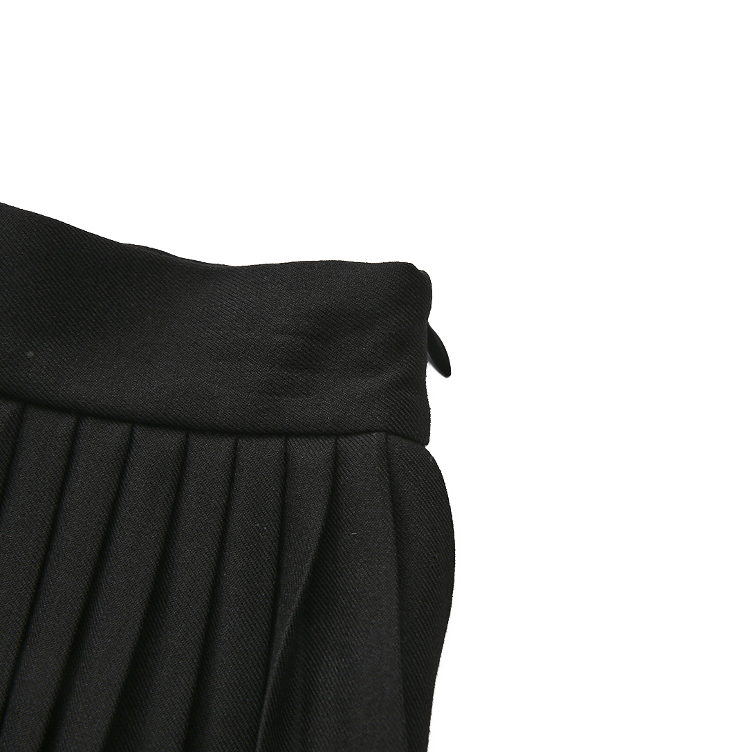 PAPILLON BLACK WOOL PLEAT SKIRT