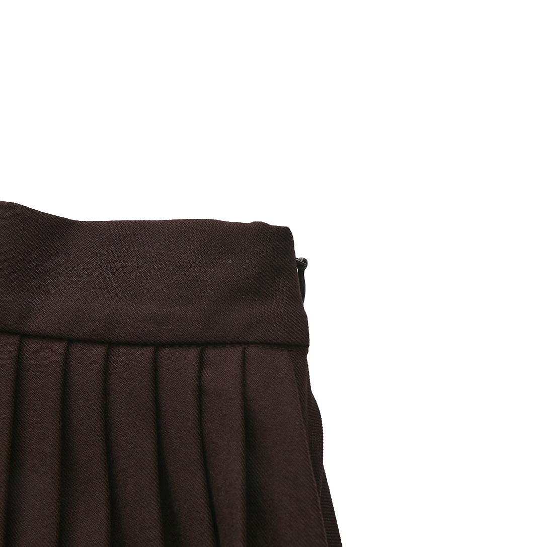 PAPILLON BROWN WOOL PLEAT SKIRT