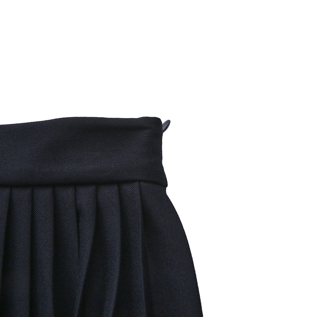 PAPILLON NAVY WOOL PLEAT SKIRT