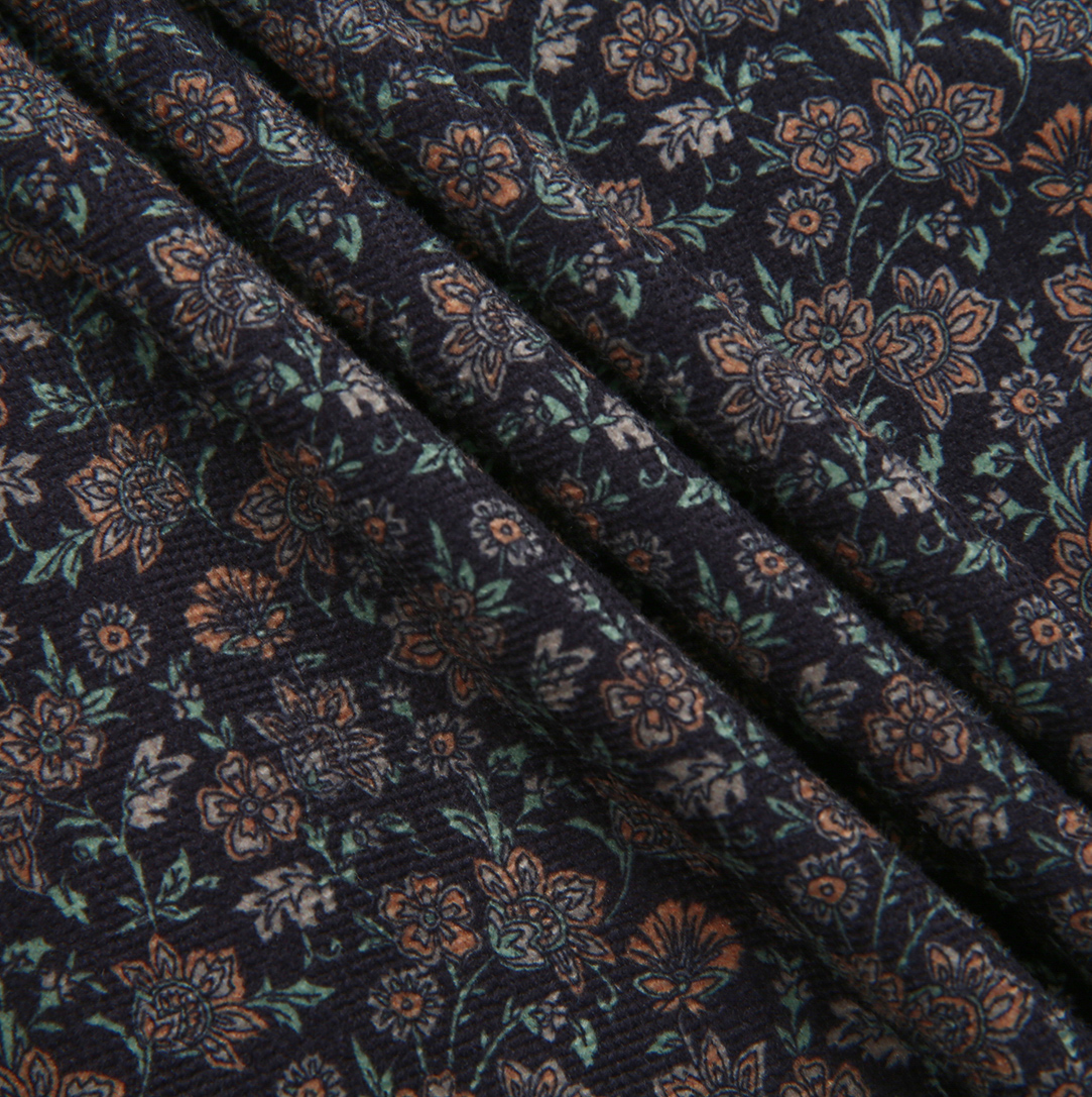 LILOU HUNTER GREEN FLORAL CORDUROY DRESS