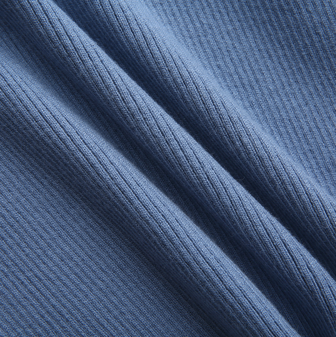 ONE CHILD BLUE KNIT RIBBED COLLAR SWEATER