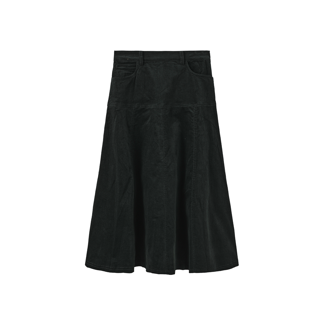 N+A GREEN RUSTIC DROP PANEL CORDUROY SKIRT