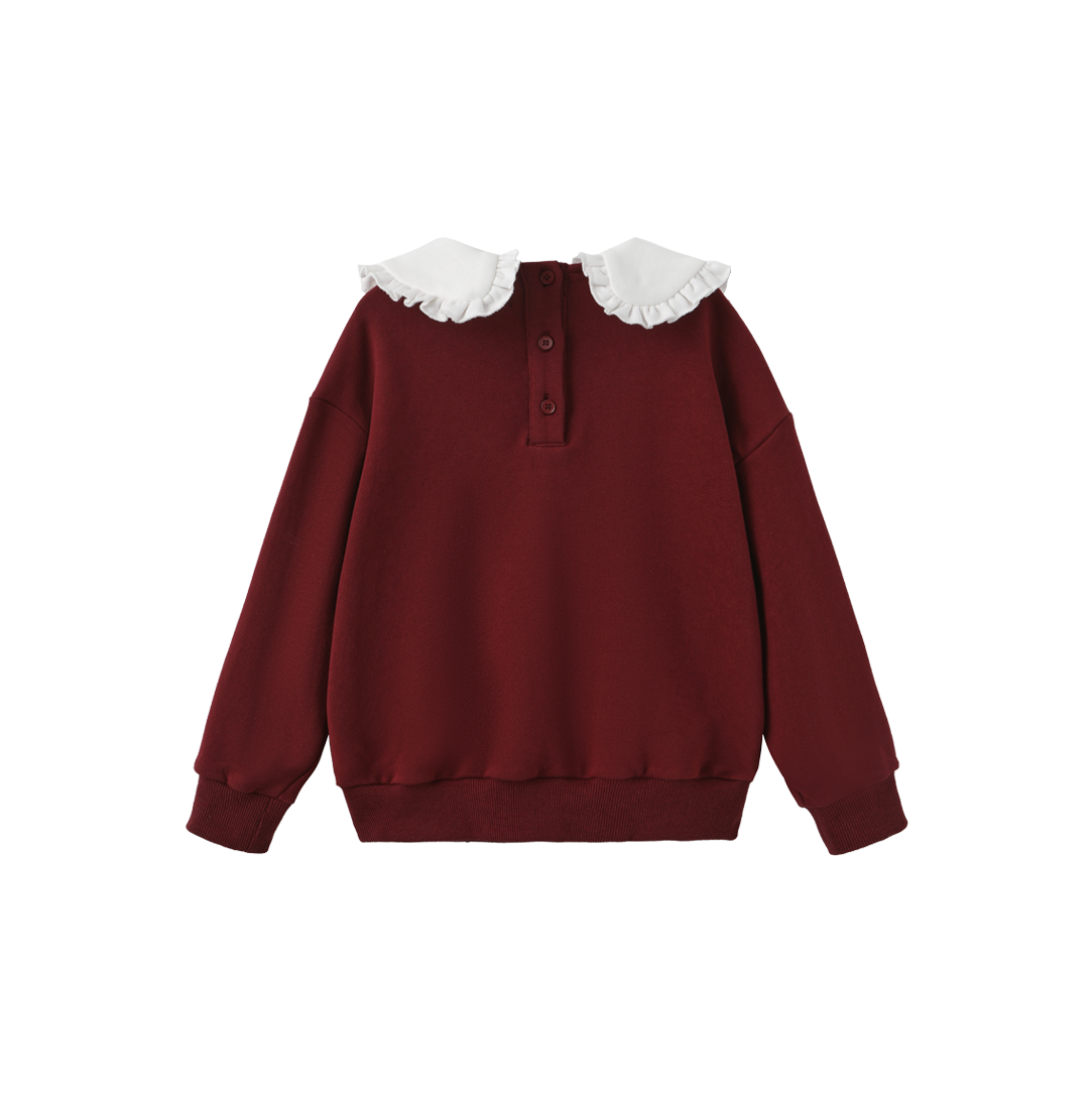 HELLO YELLOW BURGUNDY OVERSIZED PETER PAN COLLAR SWEATSHIRT