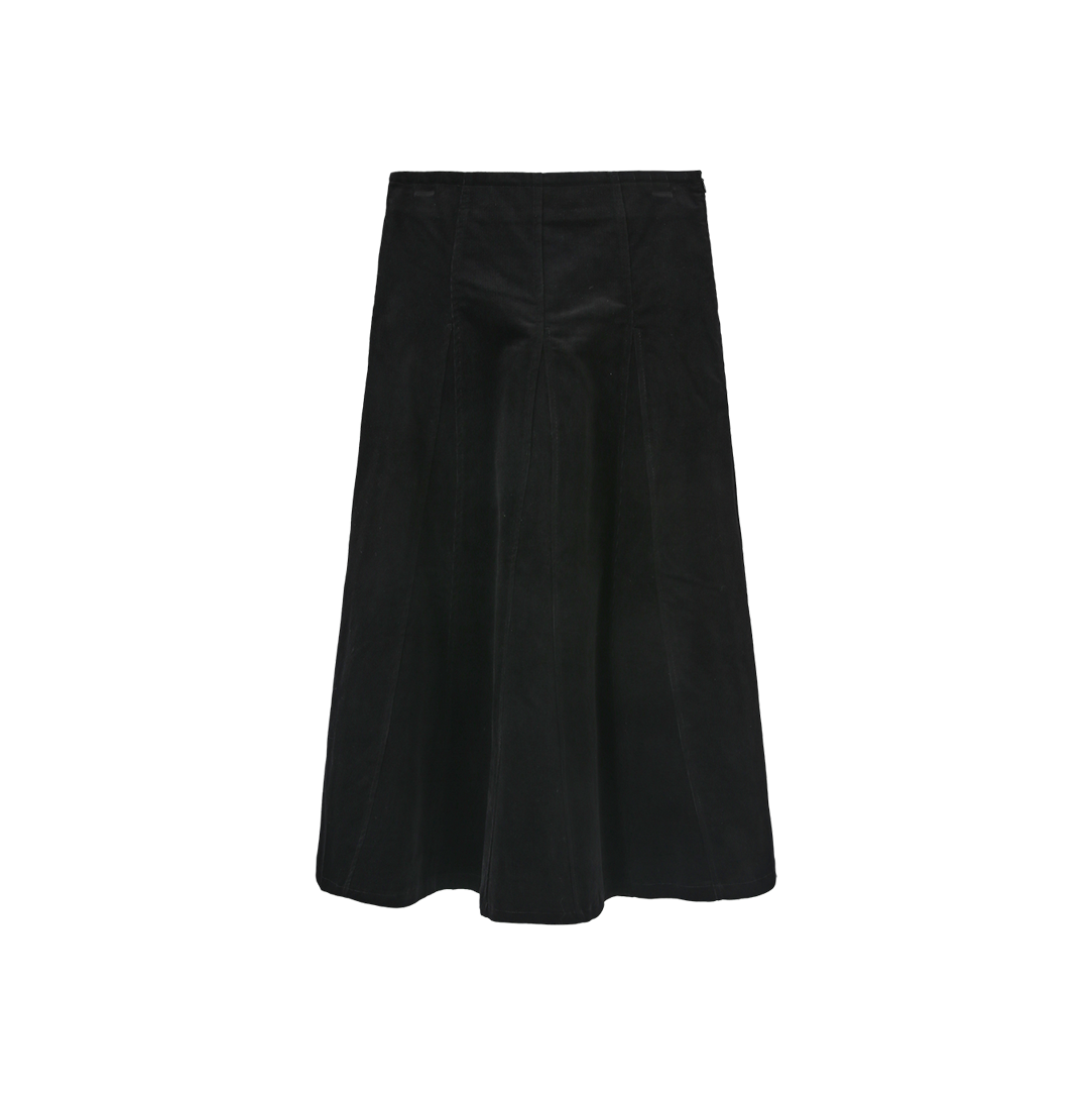 VIBE BLACK CORDUROY PANEL MIDI SKIRT