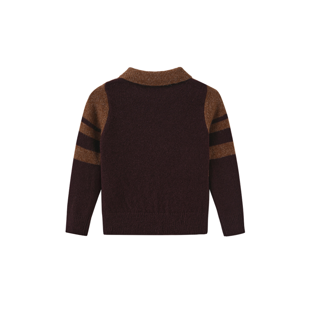 FRENCH HERITAGE BROWN/BURGUNDY STRIPE KNIT SWEATER