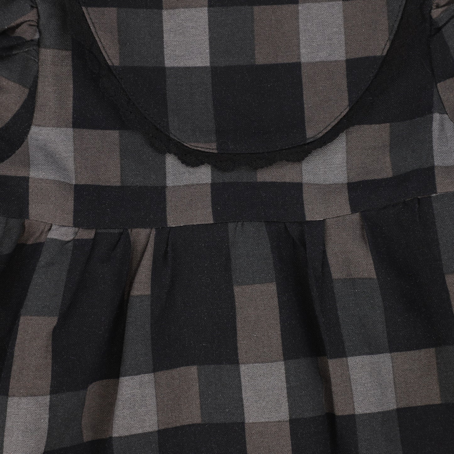 ONE CHILD BLACK GREY PLAID DRESS