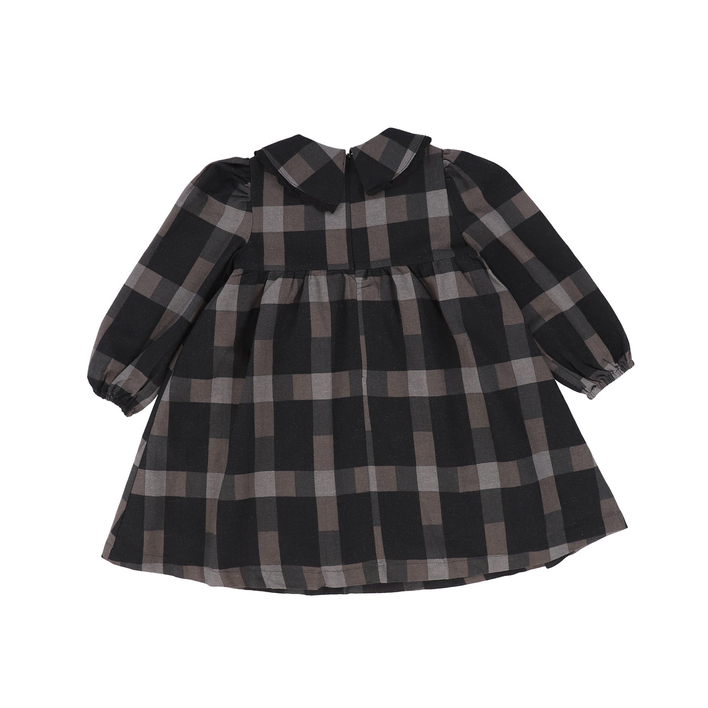 ONE CHILD BLACK GREY PLAID DRESS