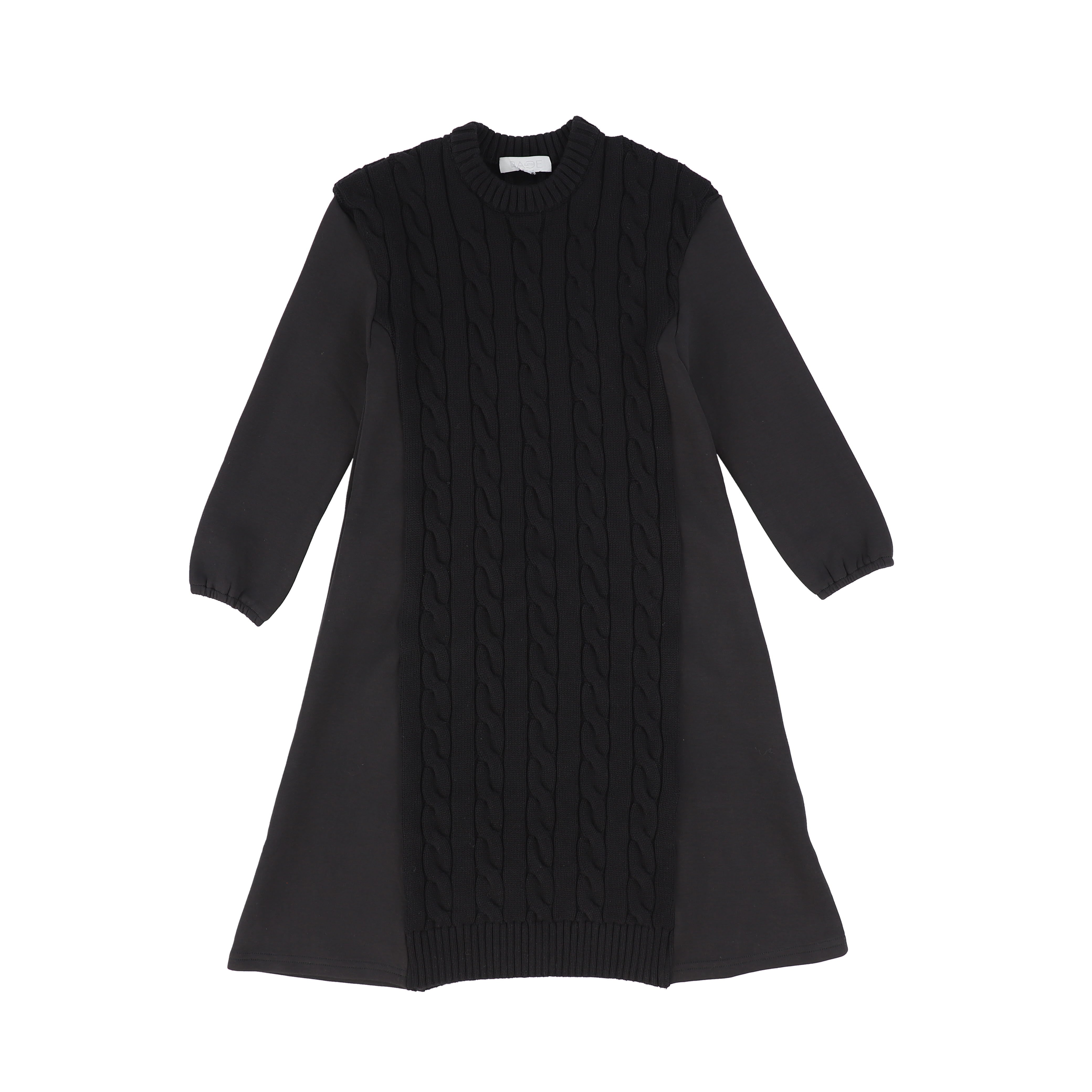 BACE COLLECTION BLACK CABLE KNIT SCUBA DRESS [Final Sale BACE COLLECTION BLACK CABLE KNIT SCUBA DRESS [Final Sale