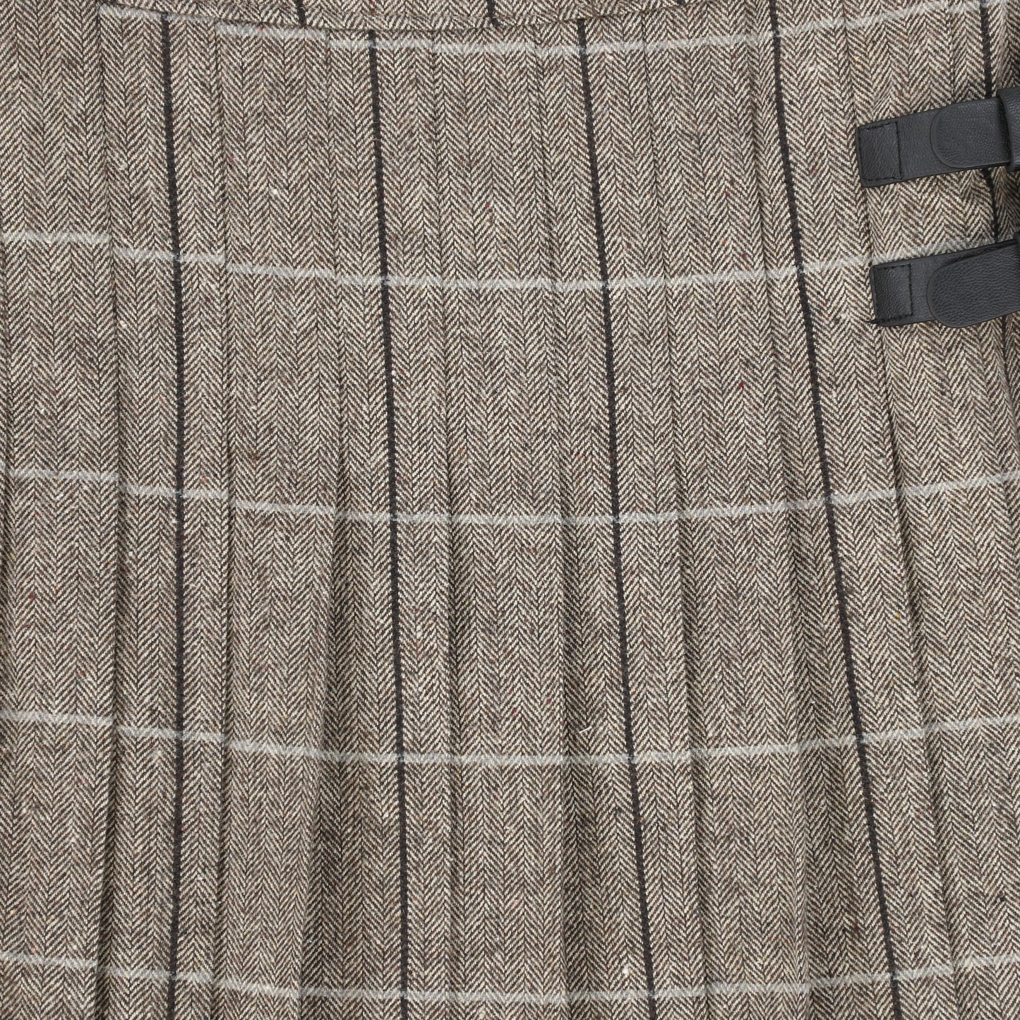 BAMBOO BLACK/WHITE GINGHAM PLEATED BUCKLE MAXI SKIRT