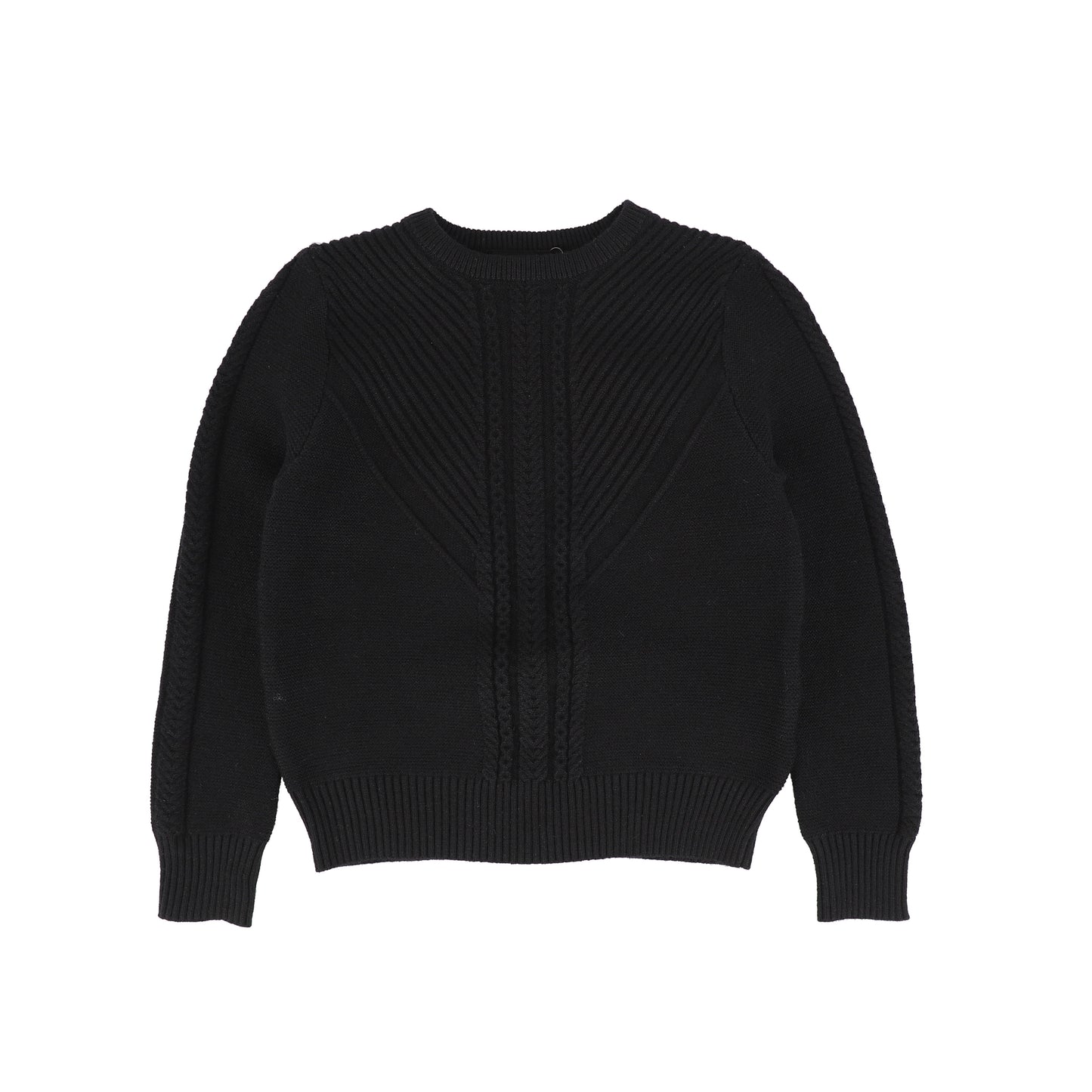 BAMBOO BLACK BRAIDED KNIT SWEATER