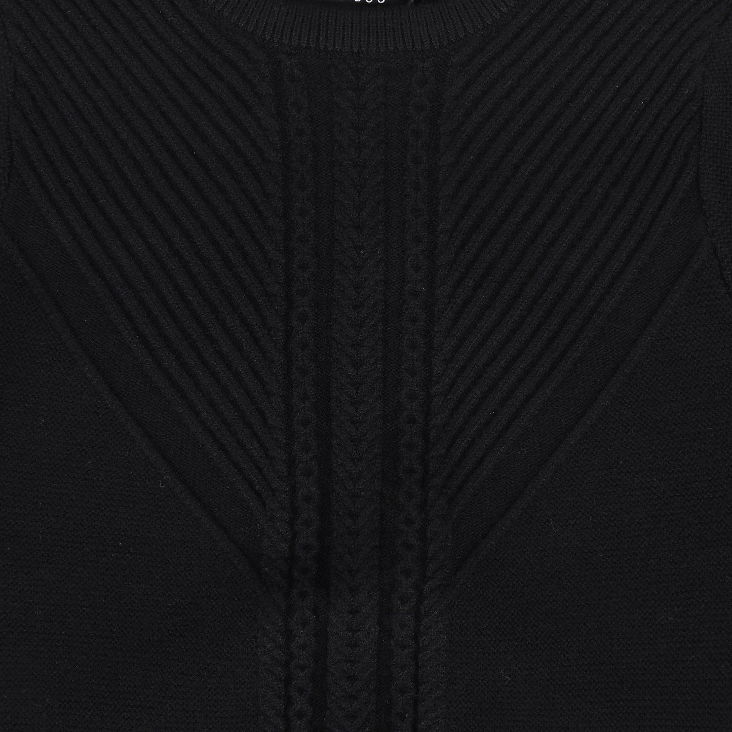 BAMBOO BLACK BRAIDED KNIT SWEATER