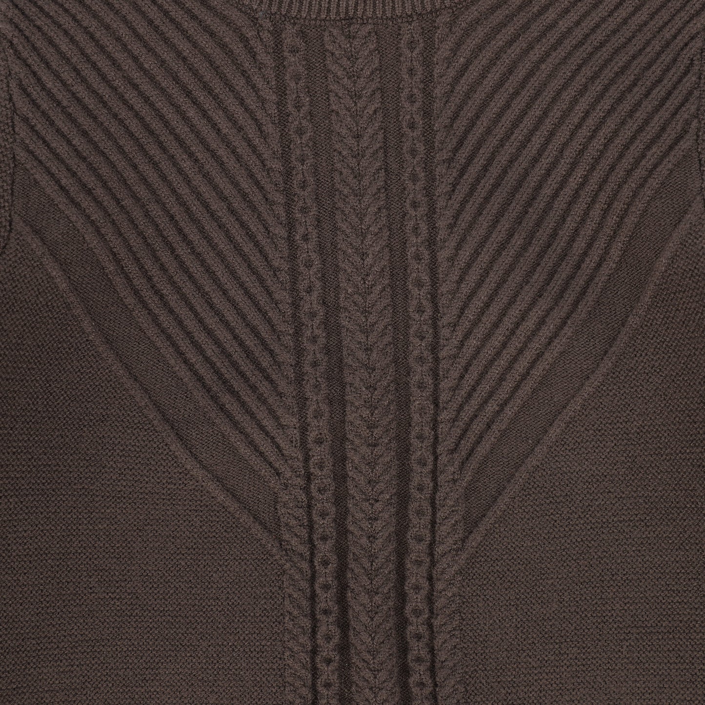 BAMBOO BROWN BRAIDED KNIT SWEATER