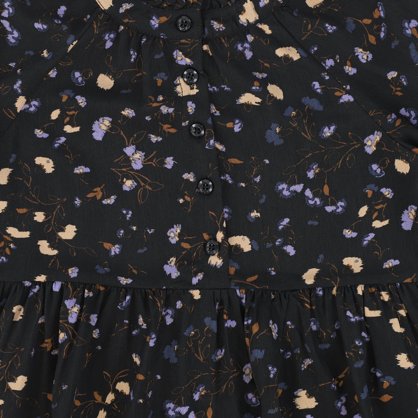 PAPILLON BLACK PRINTED BUTTON DRESS