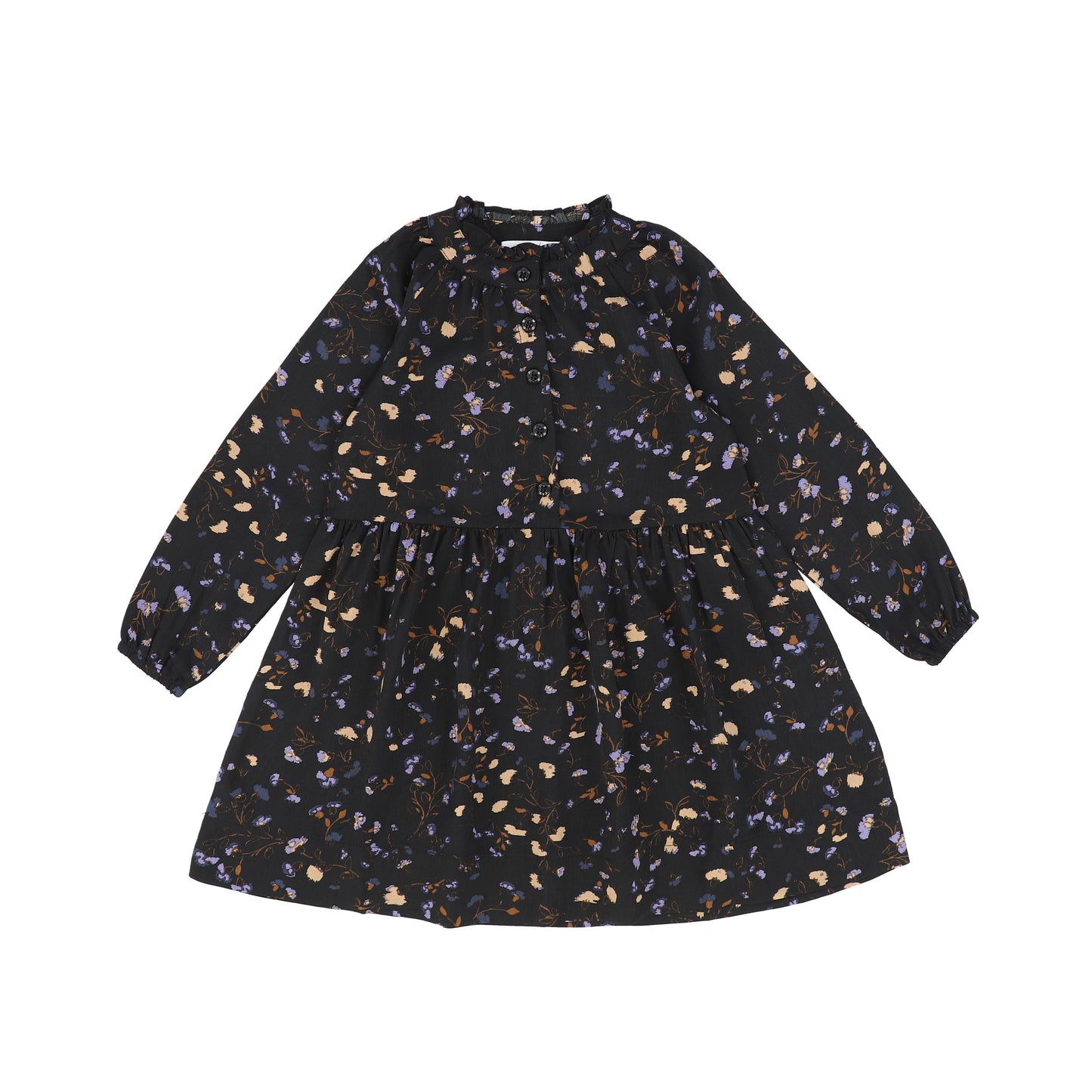 PAPILLON BLACK PRINTED BUTTON DRESS