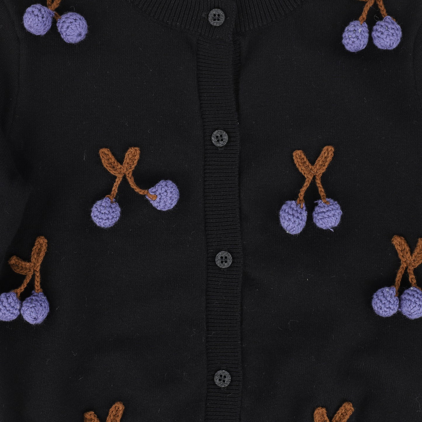 PAPILLON BLACK CHERRY PRINT PUFF SLEEVE CARDIGAN