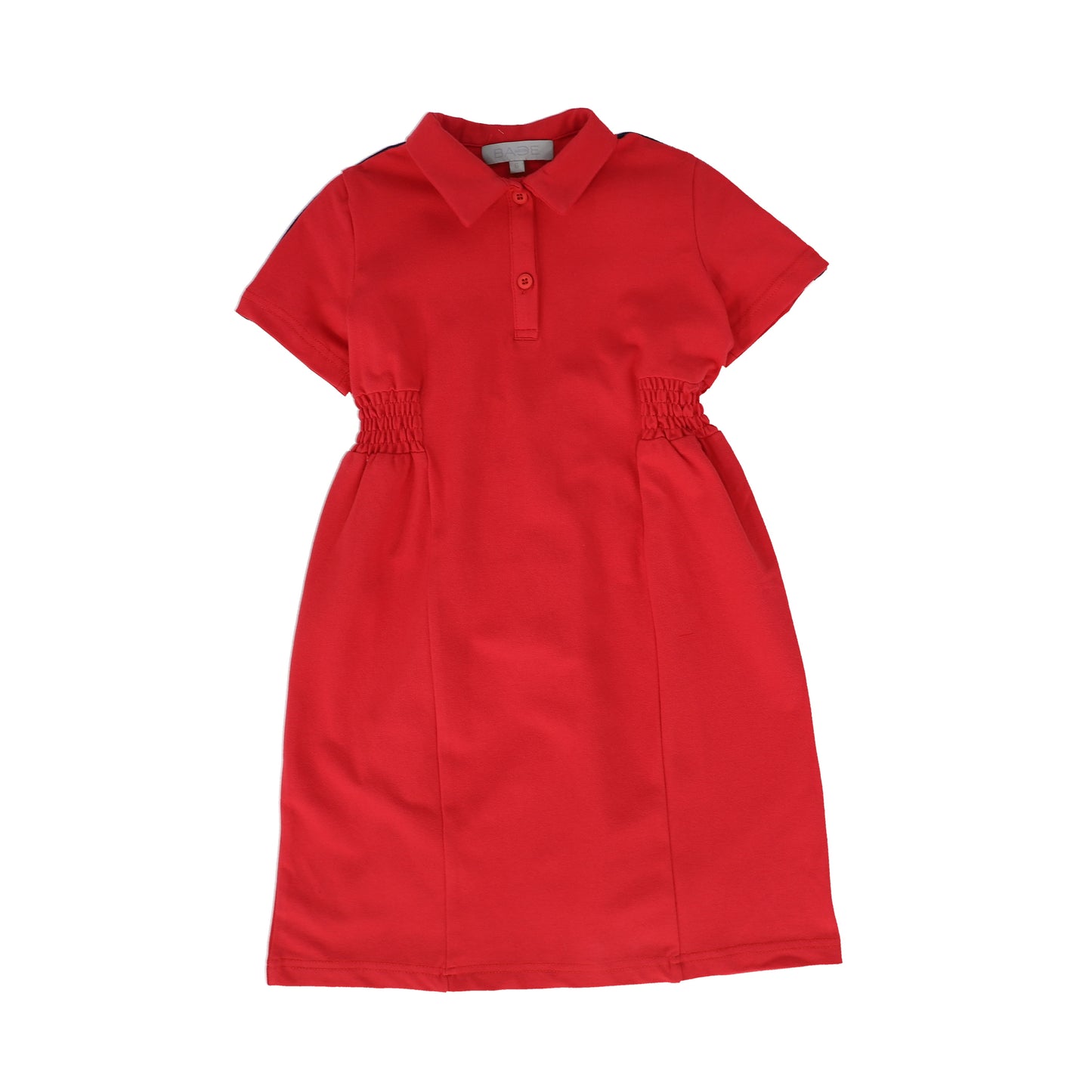 BACE COLLECTION RED PIQUE VARSITY SS DRESS [FINAL SALE]