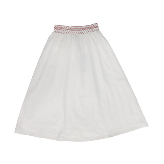 BACE COLLECTION WHITE SMOCKED STICHED DETAIL SKIRT [FINAL SALE]